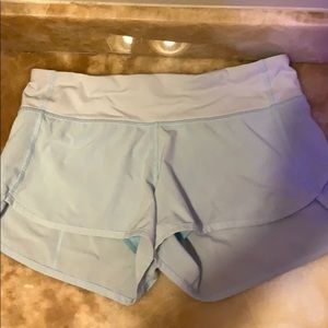light blue lululemon speed shorts size 4